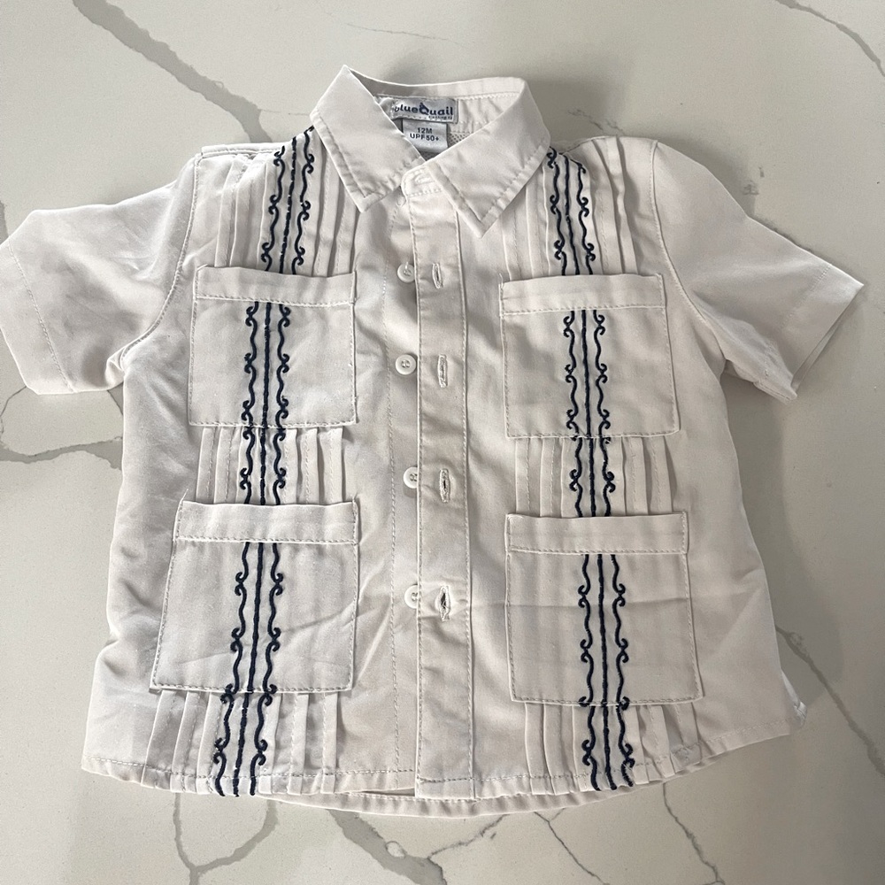 guayabera boys shirt bu blie quail